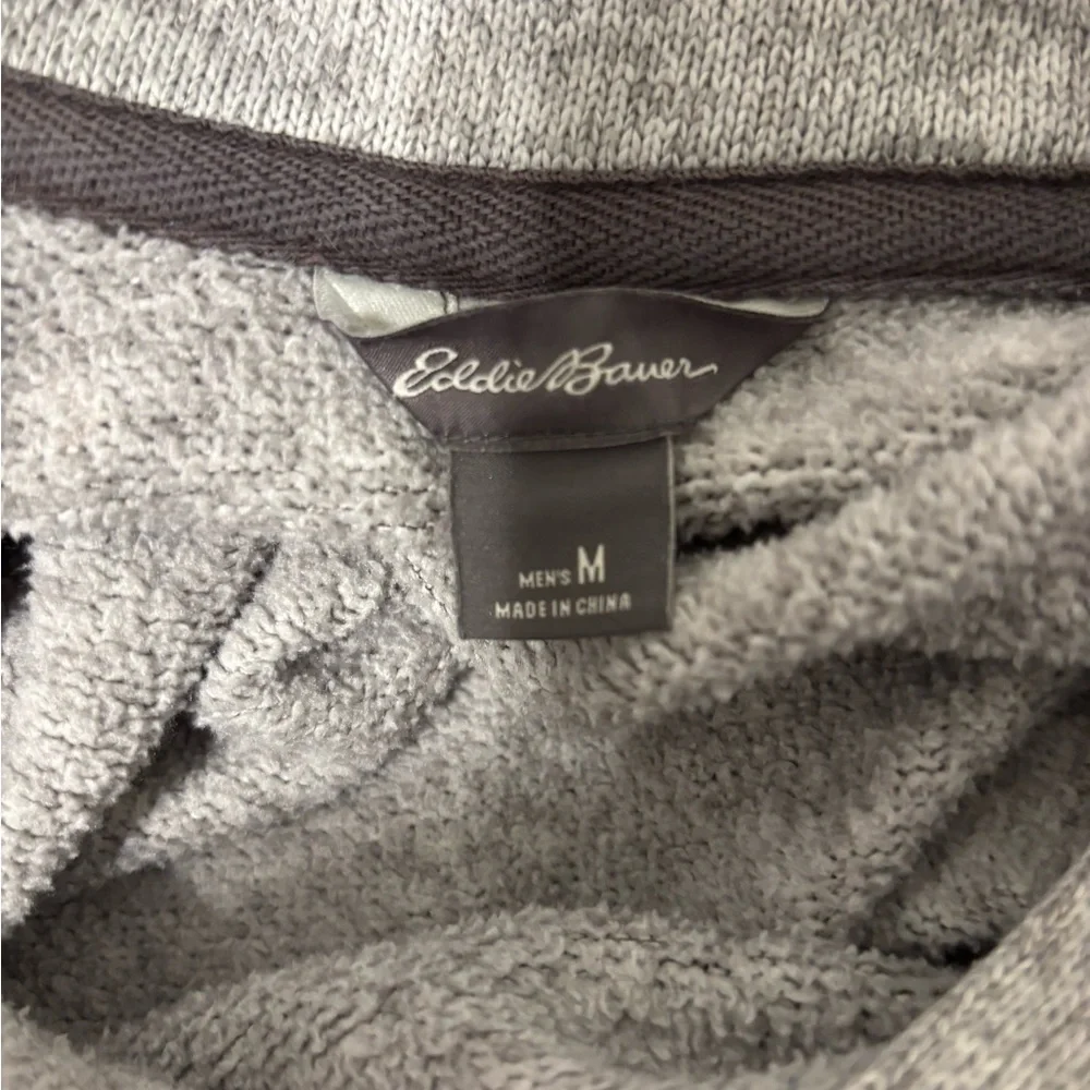 Eddie Bauer Fleece 1/4 Button Pullover Sweater Men's‎ Size M Gray